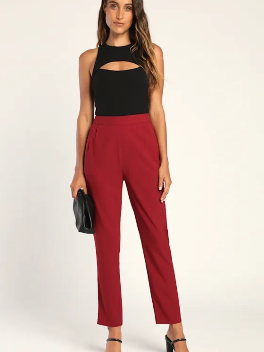 Like NEW Lulus Burgundy High Waisted Dress Pants Size XL Chic Preppy Work